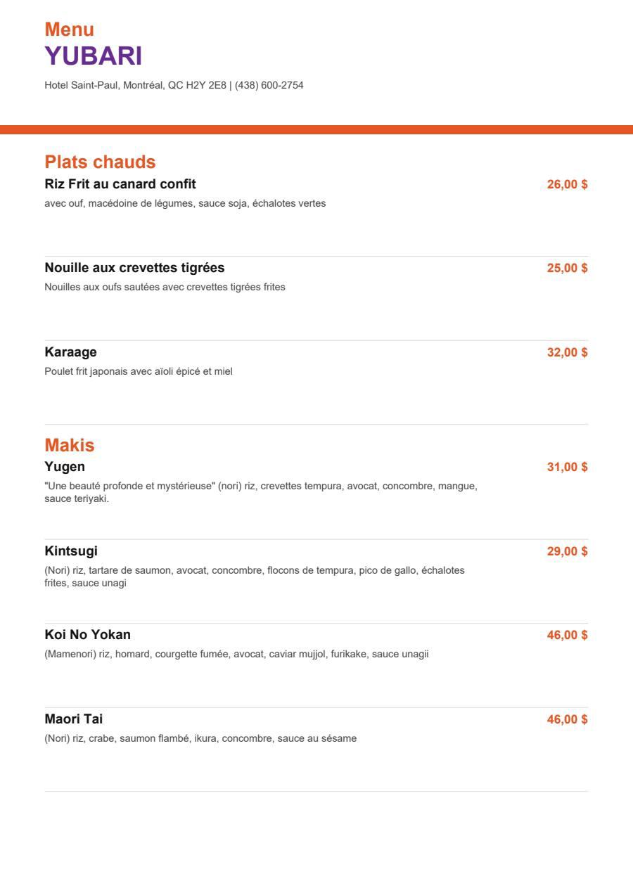 Menu