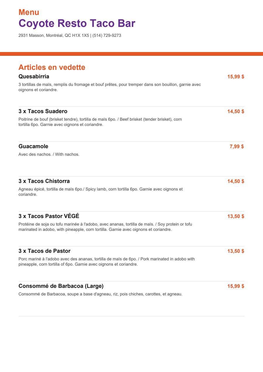 Menu