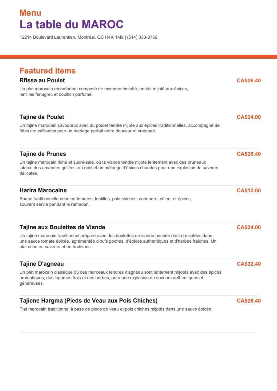 Menu