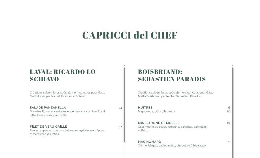 Menu de Gatto Matto