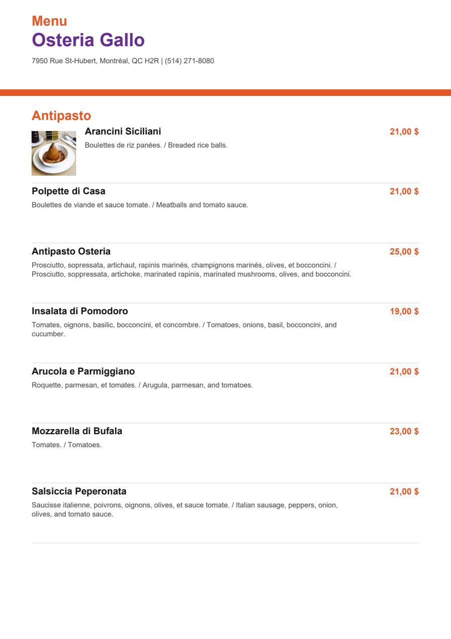 Menu