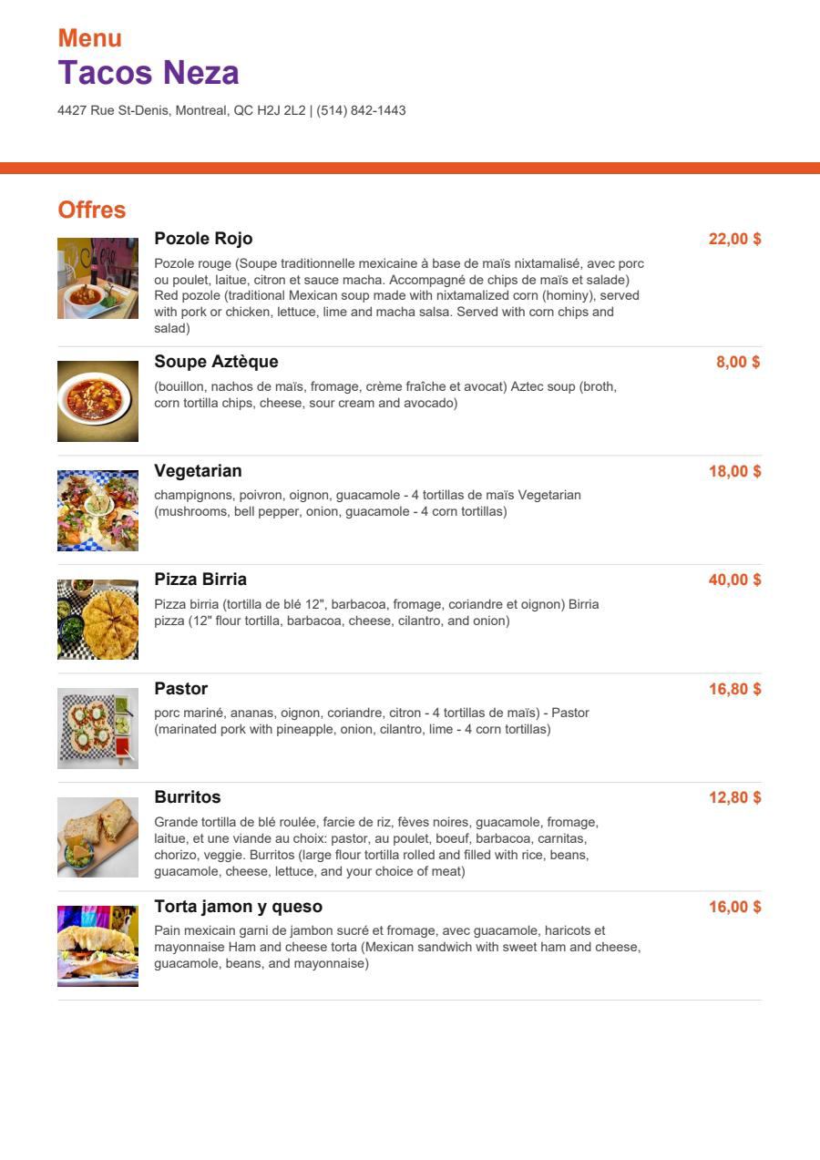Menu
