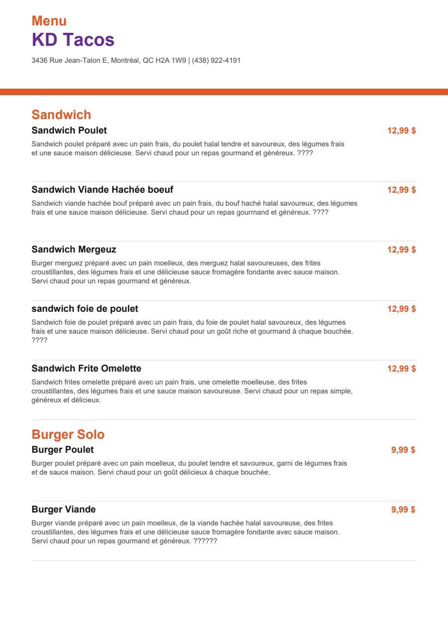 Menu