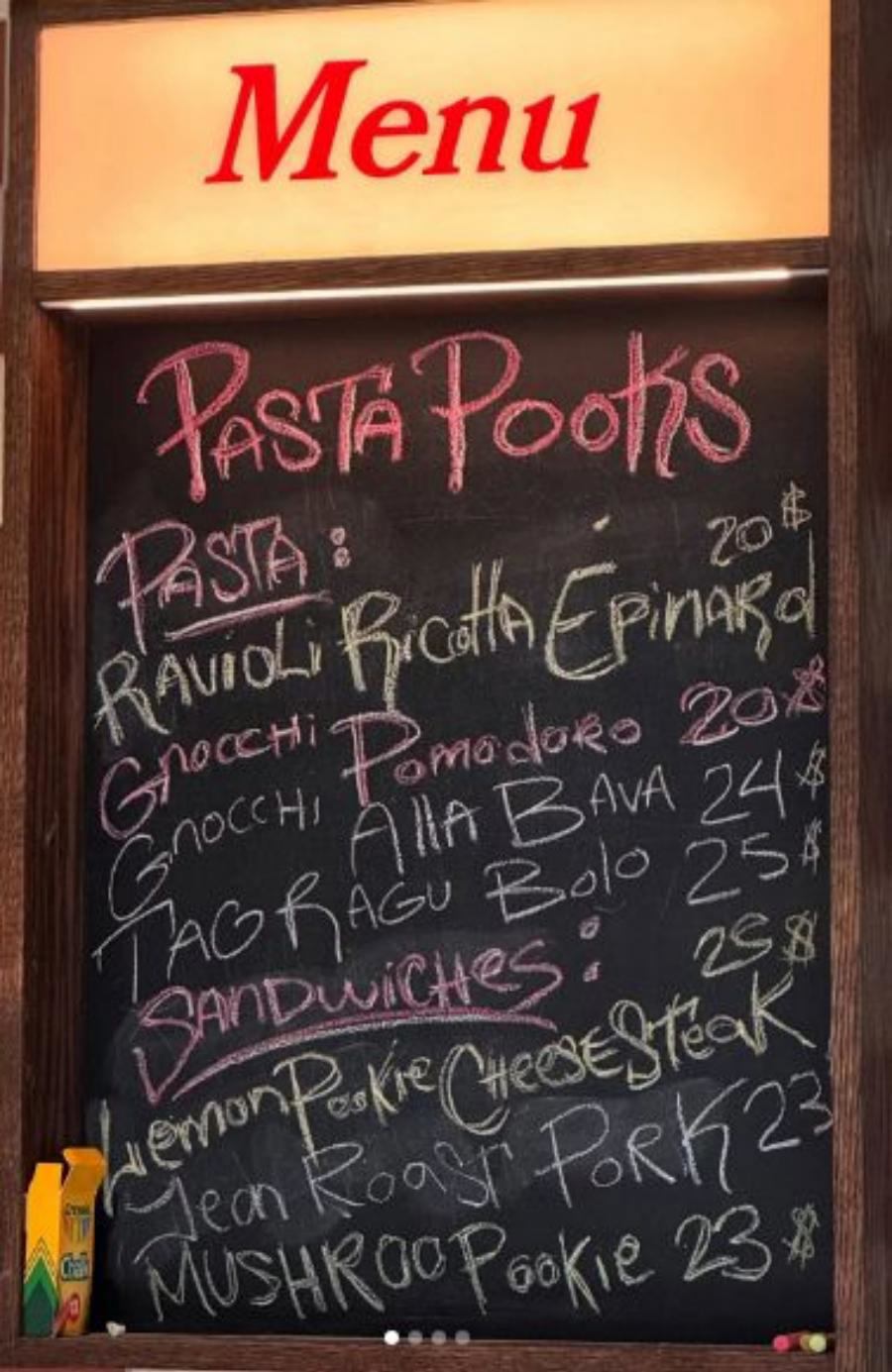 Menu de Pasta Pooks