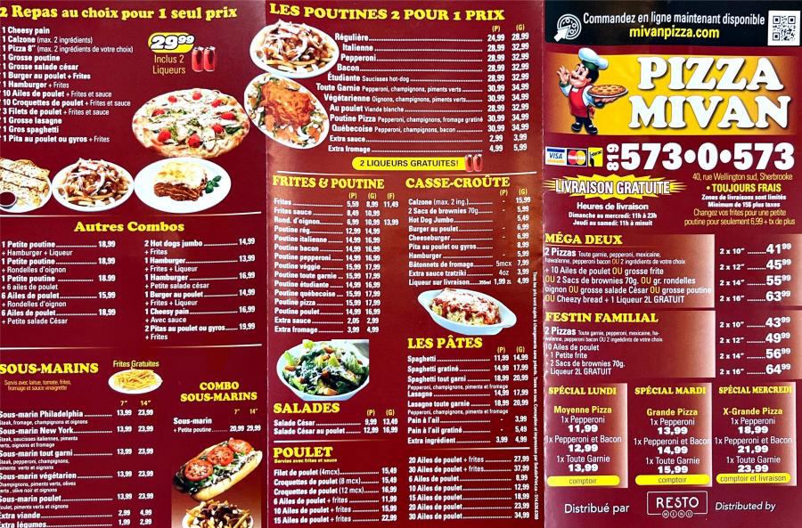 Menu Livraison Français Pizza Mivan