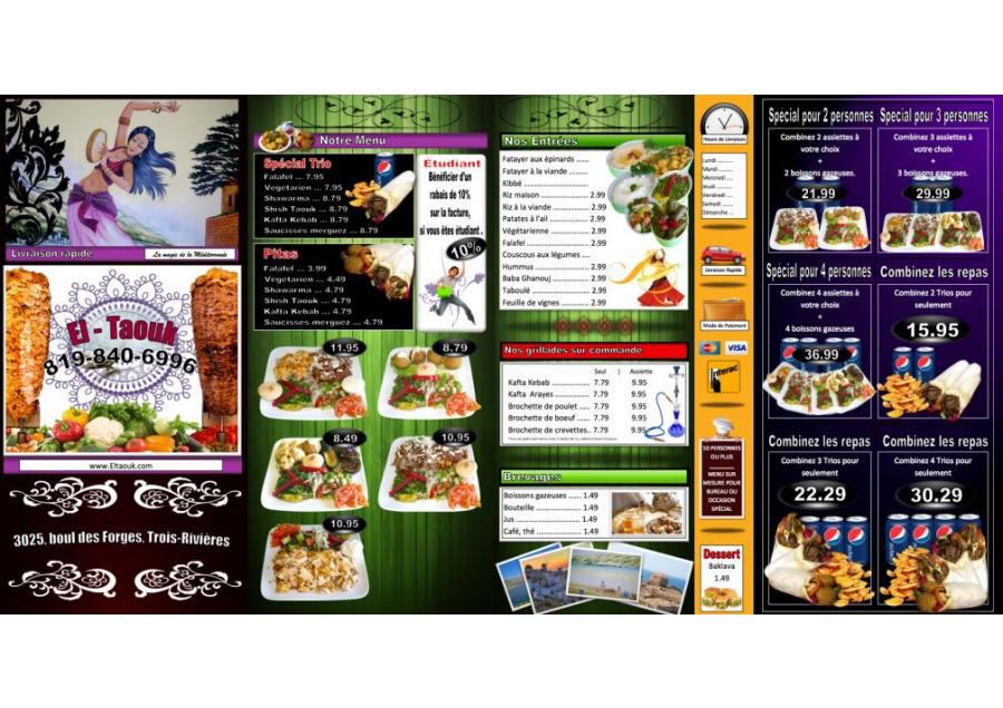 Menu Livraison/Pour emporter