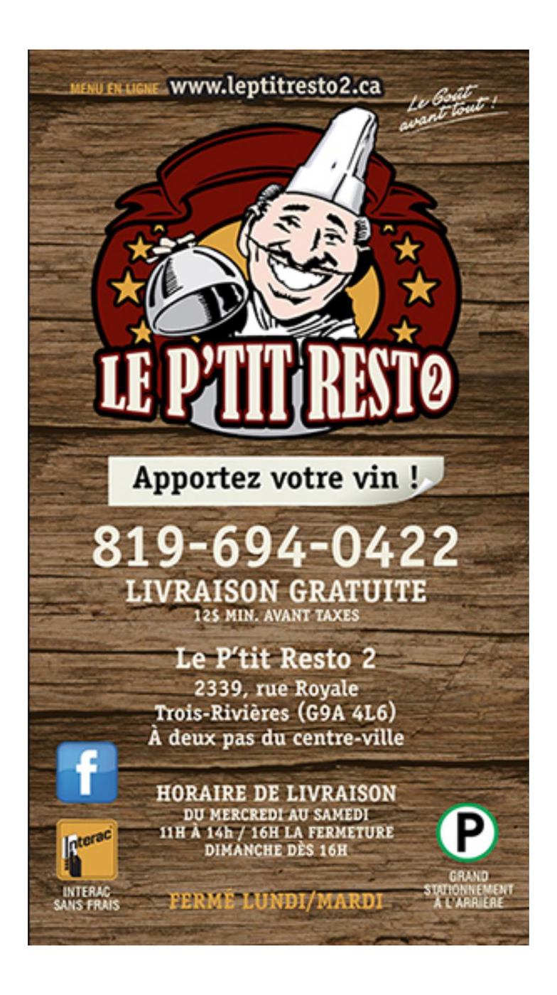 Menu Livraison/Pour emporter