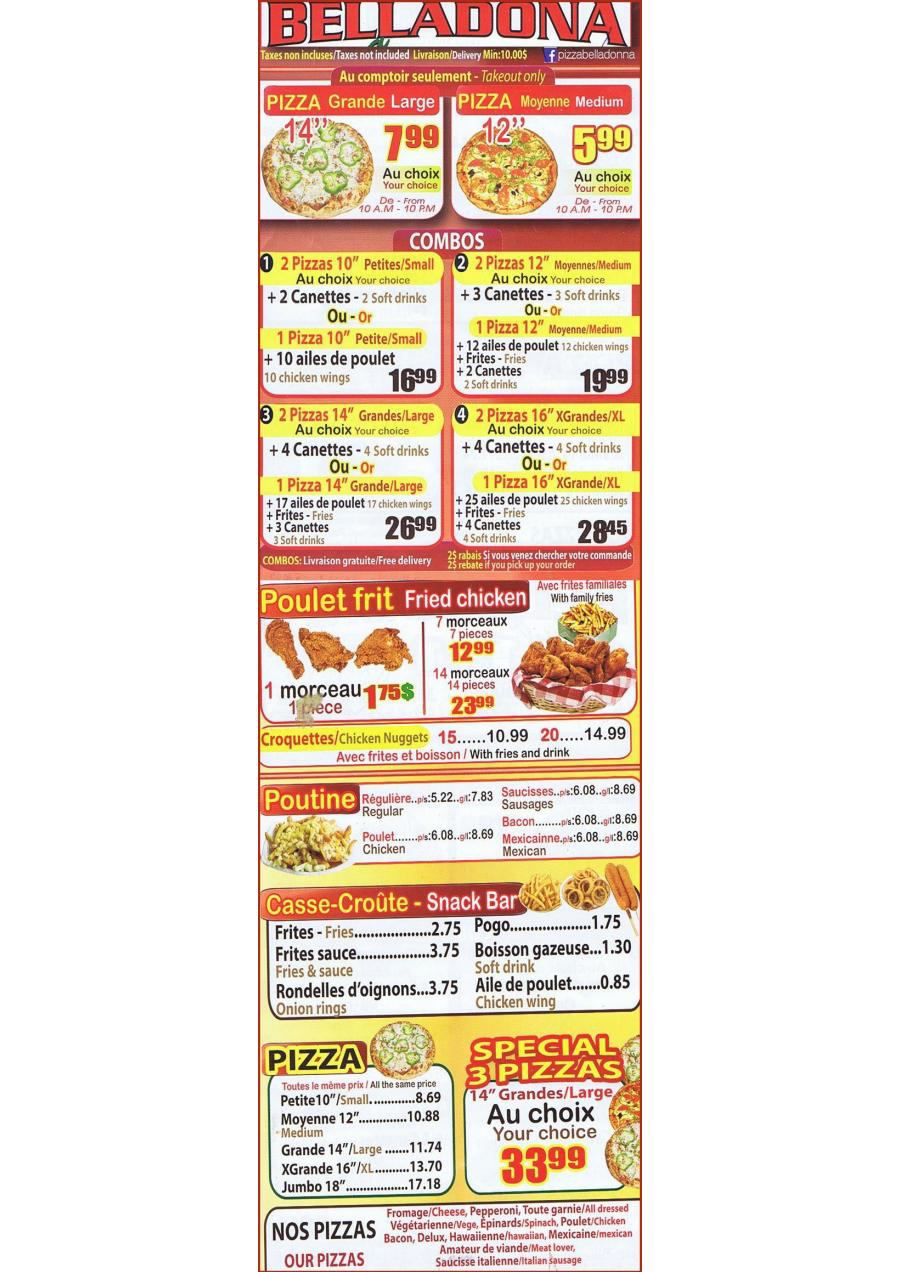 Menu Livraison/Pour emporter