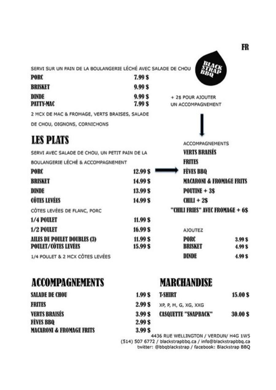 Menu Livraison/Pour emporter