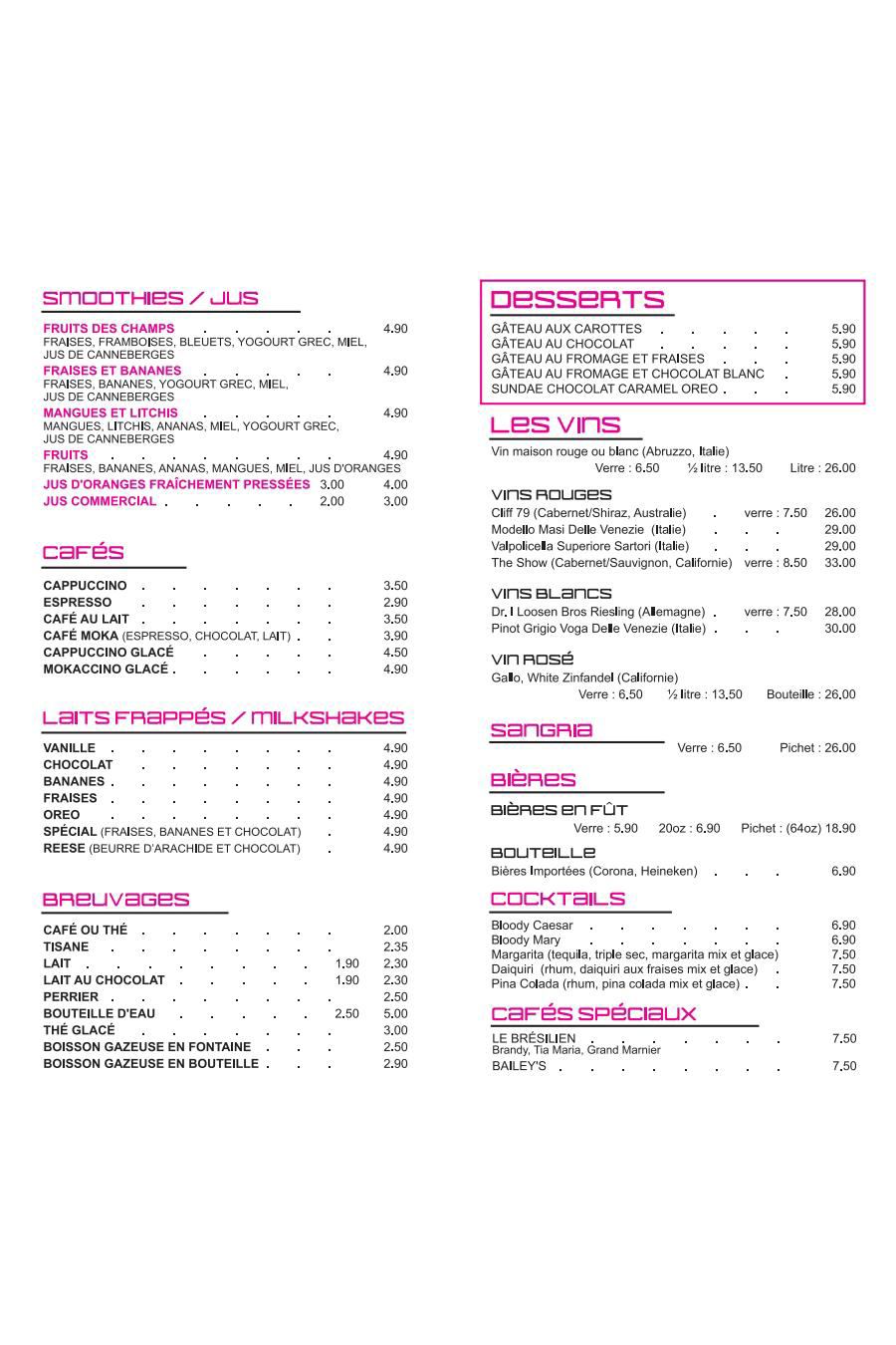 Menu complet