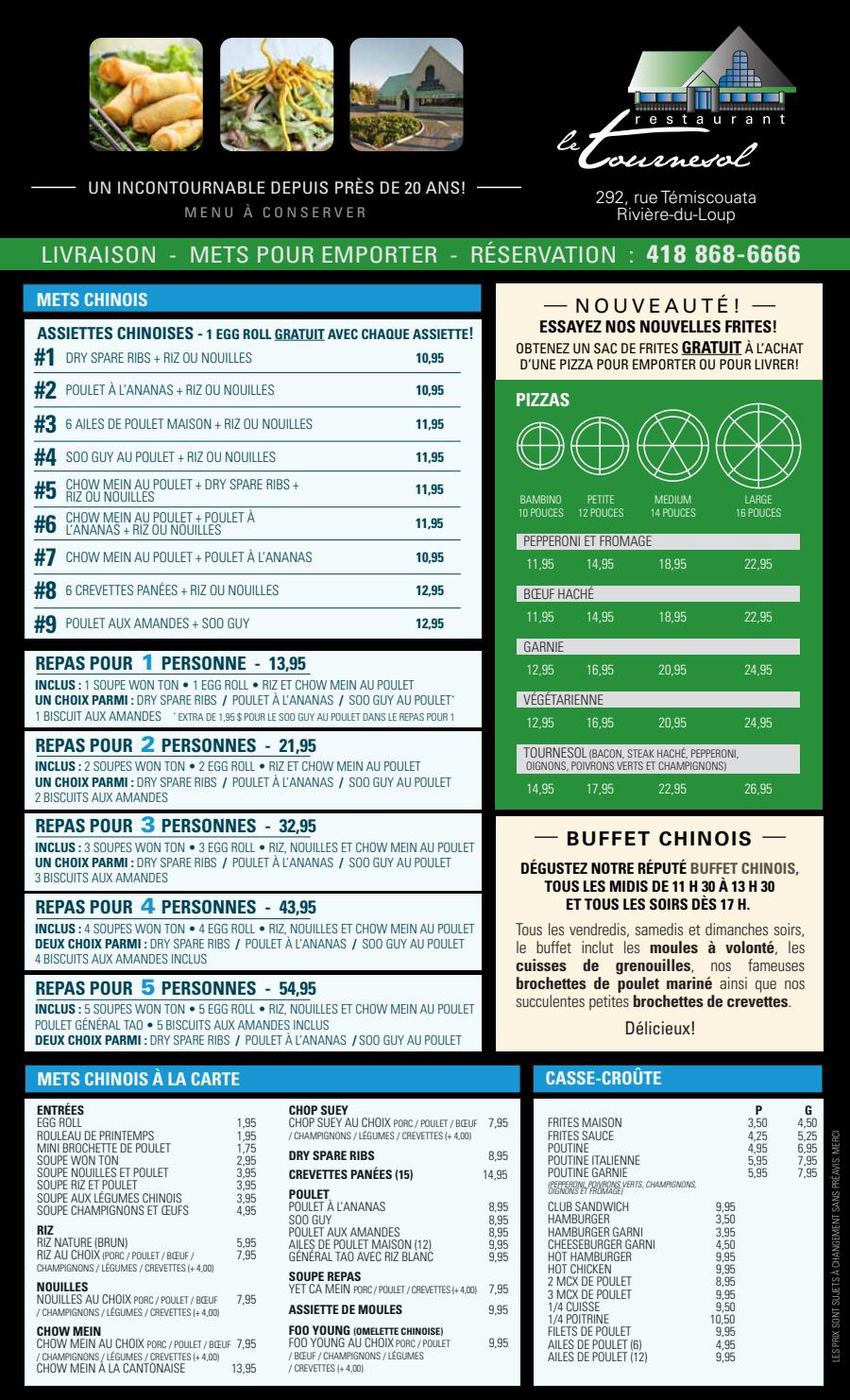 Menu Livraison - Take-Out