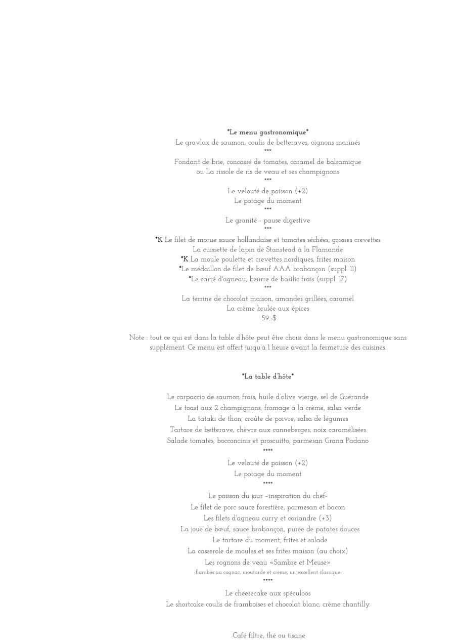 Menu Le Chou de Bruxelles