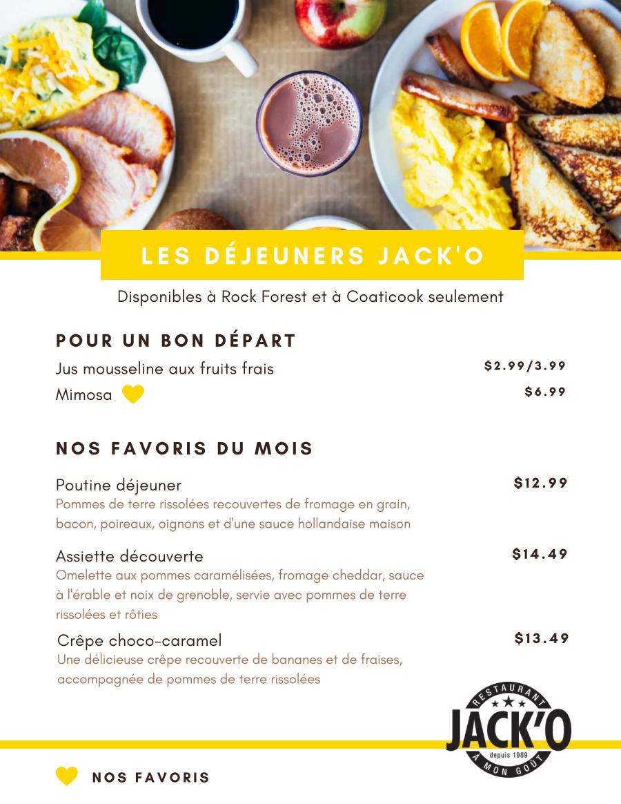 menu déjeuner
