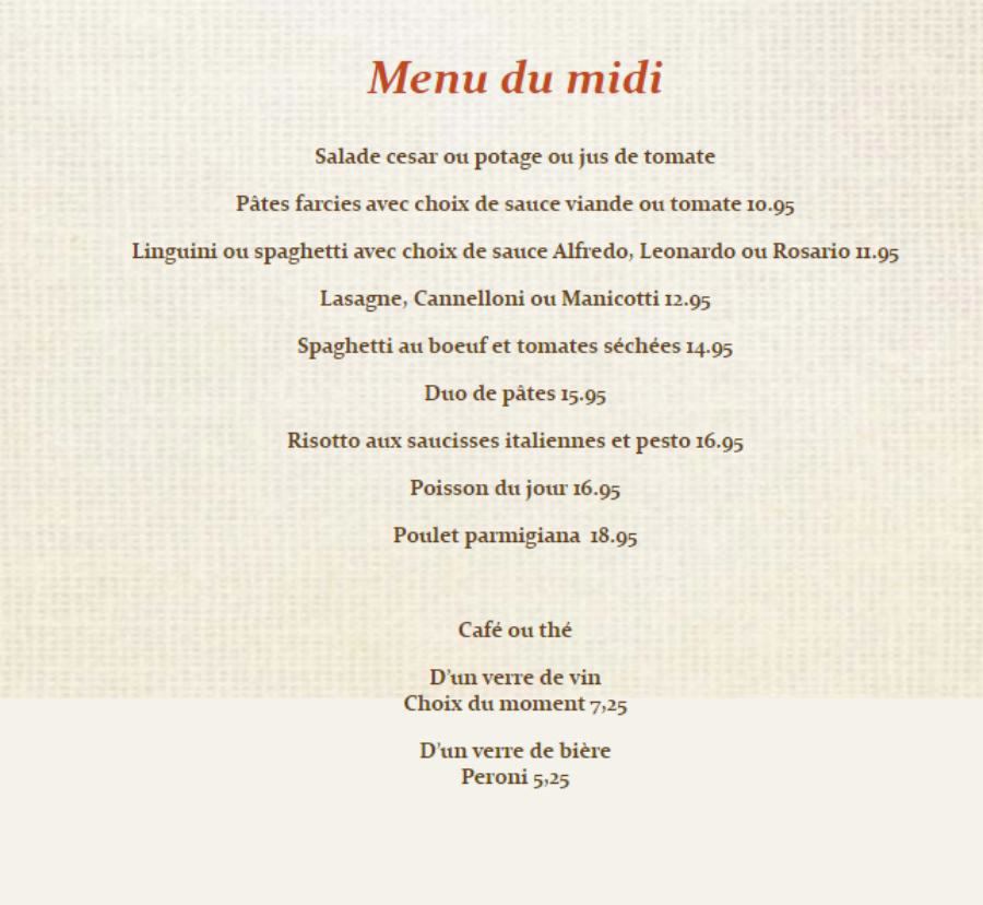 table d'hôte midi/soir