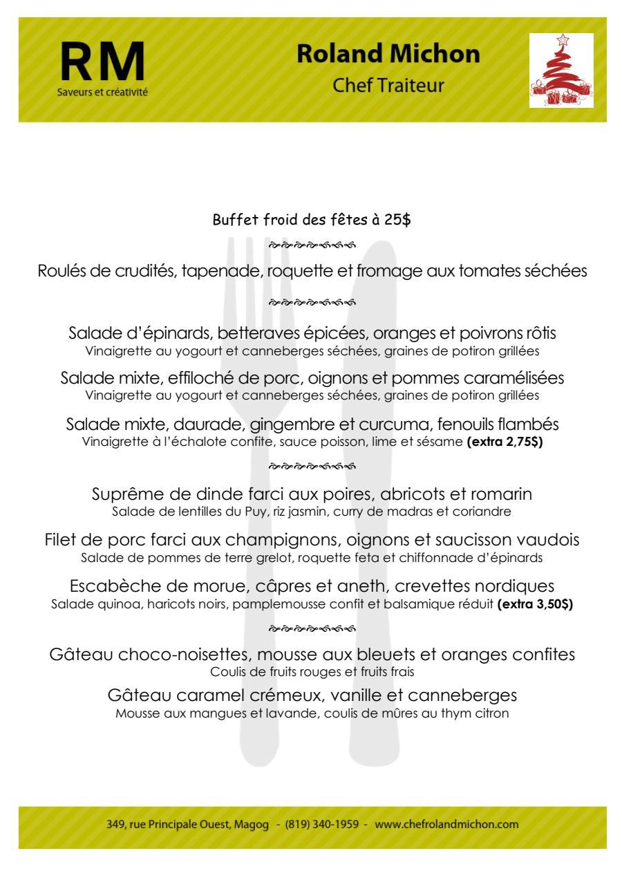 Buffet froid des fêtes