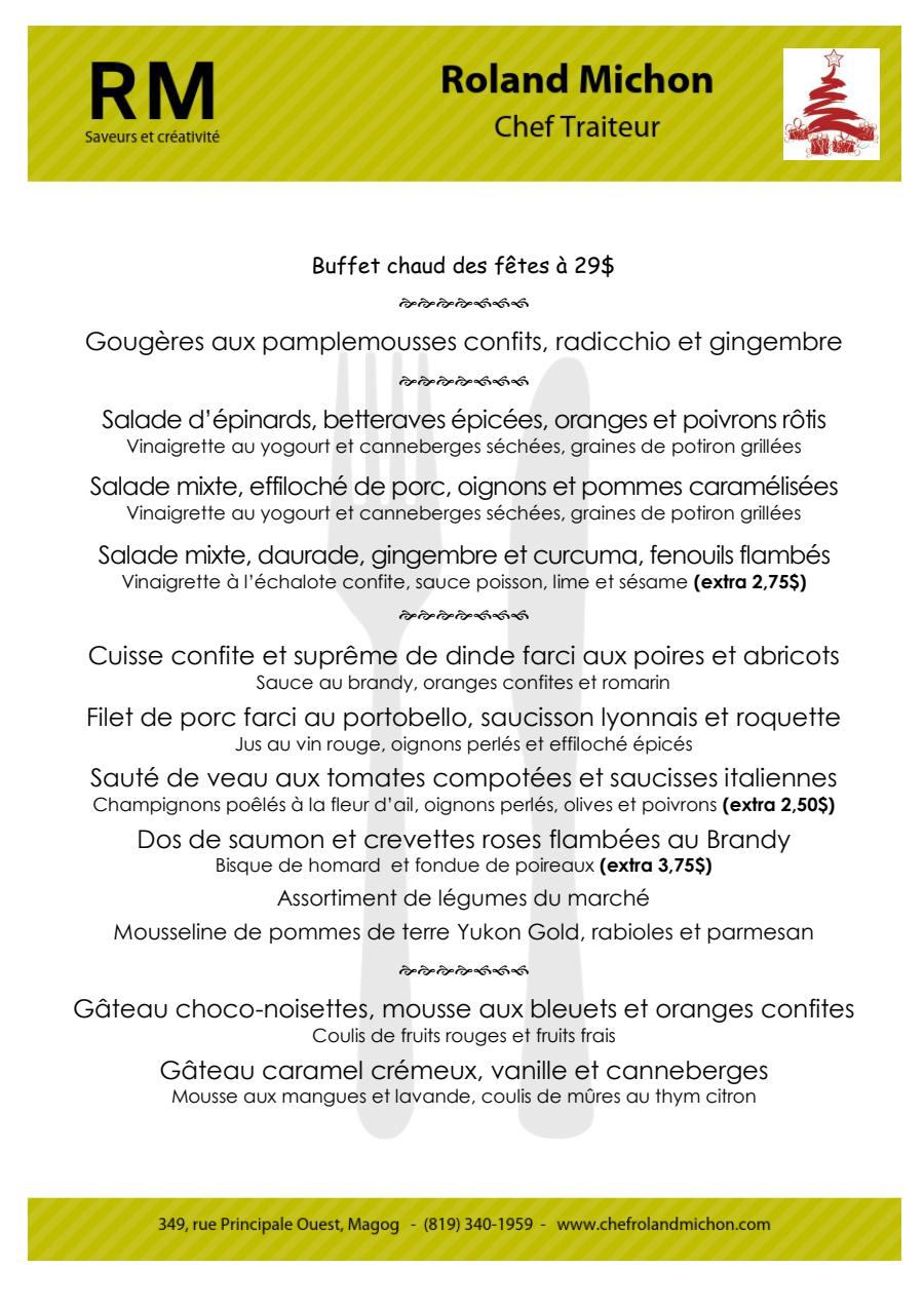 Buffet chaud des fêtes