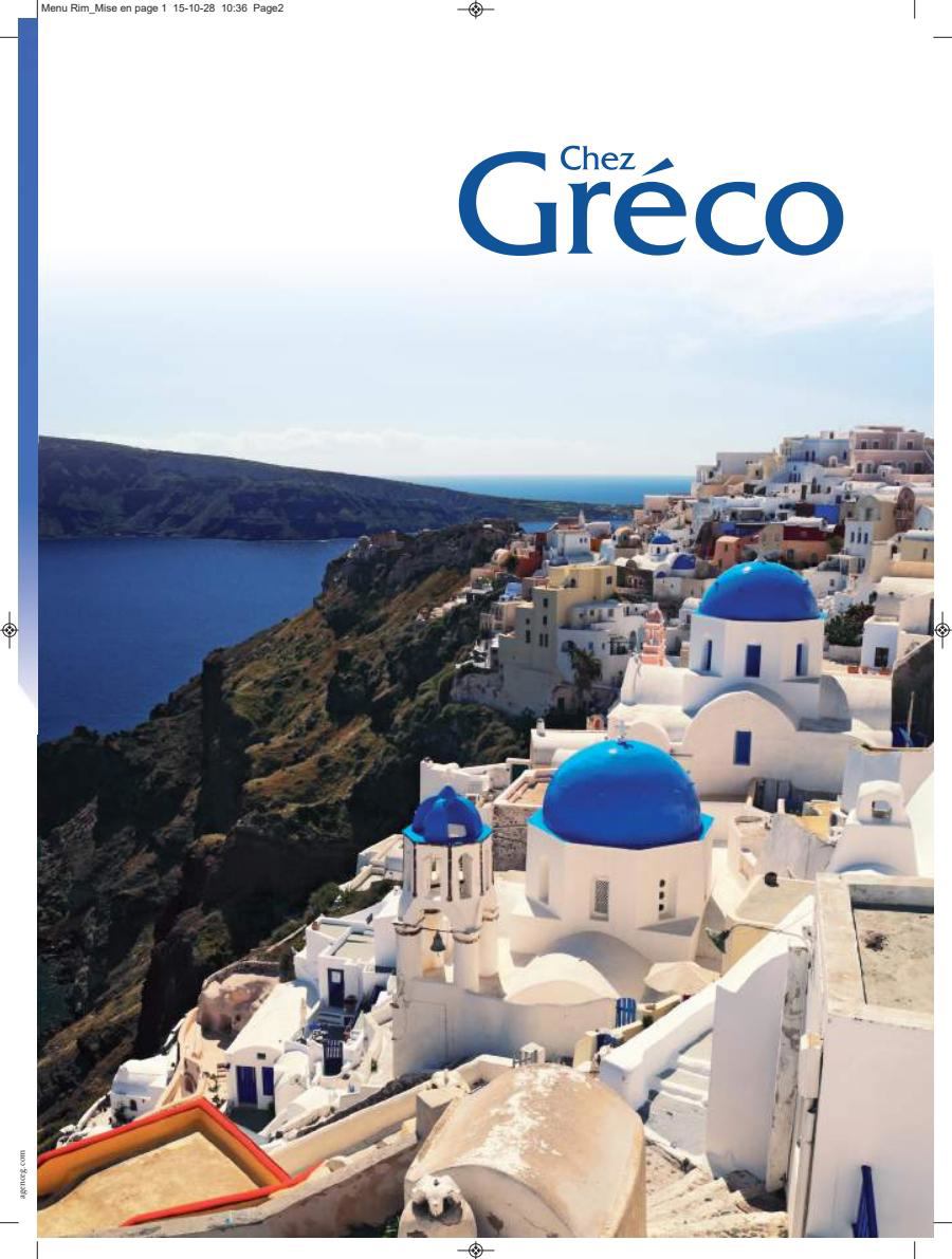 Menu Restaurant Chez Greco Menu Complet