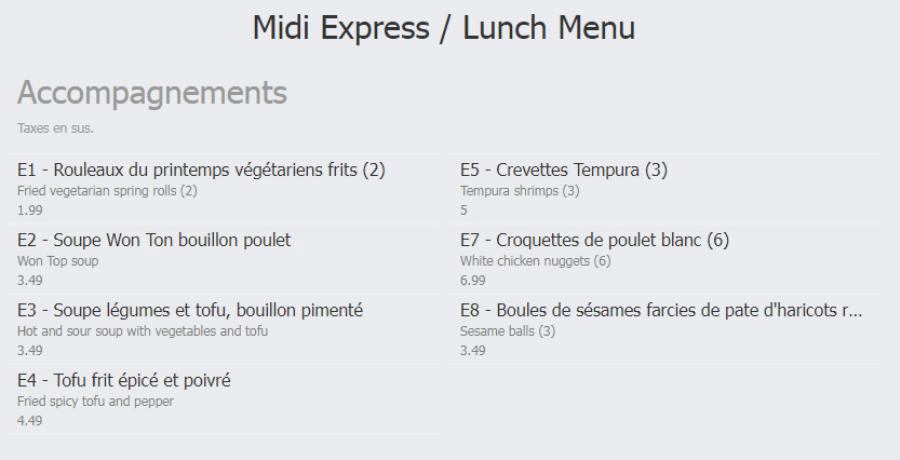 Menu midi