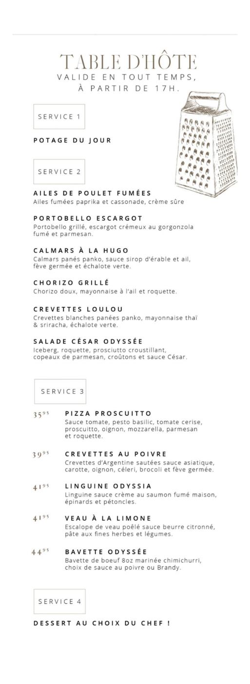 Menu soir