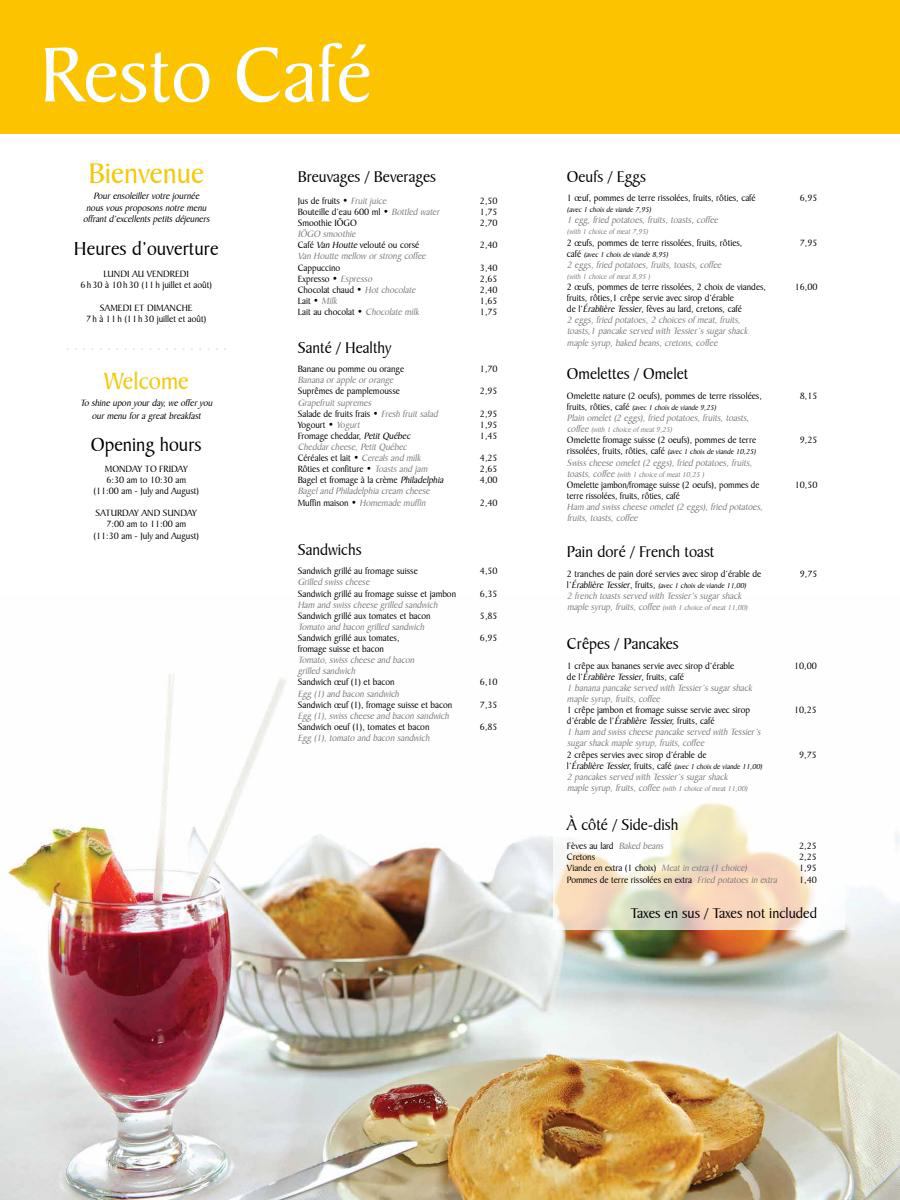 Menu resto café