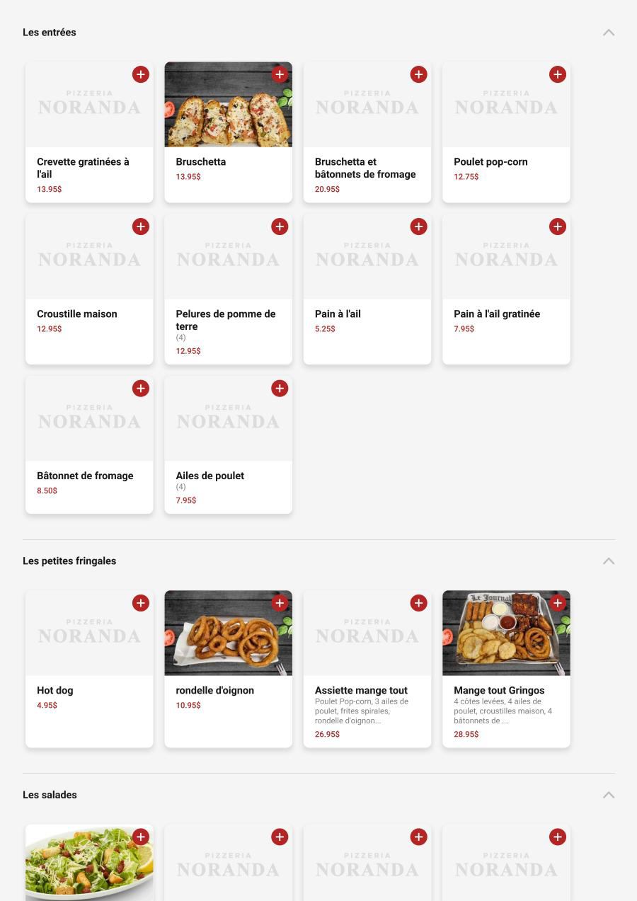 Menu Pizzeria Noranda