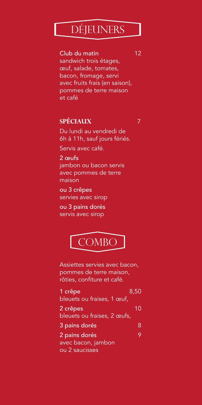 Menu déjeuner