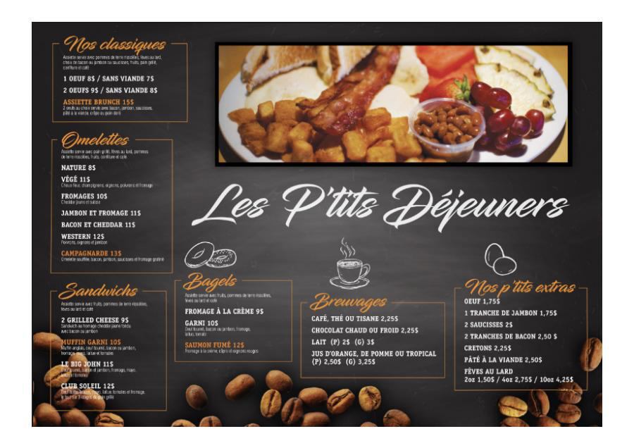 Menu déjeuner