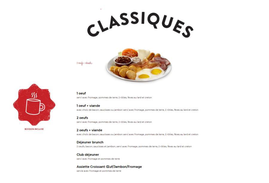 Menu déjeuner