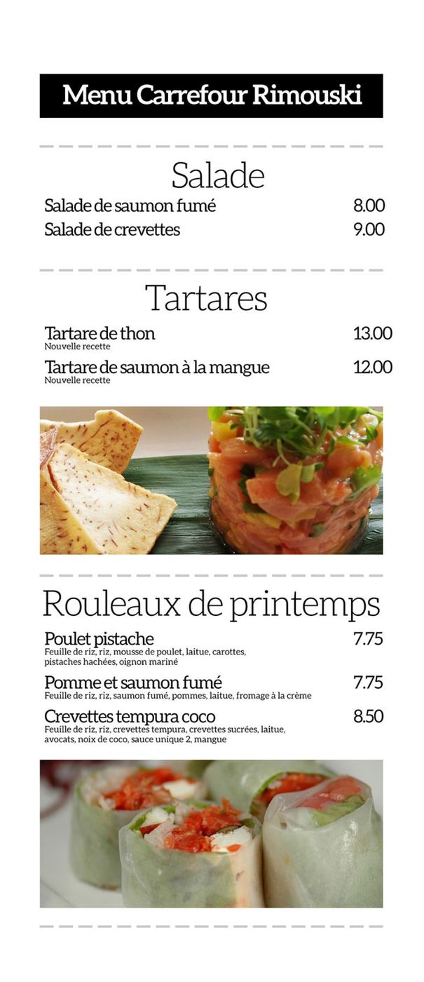 Menu carrefour rimouski