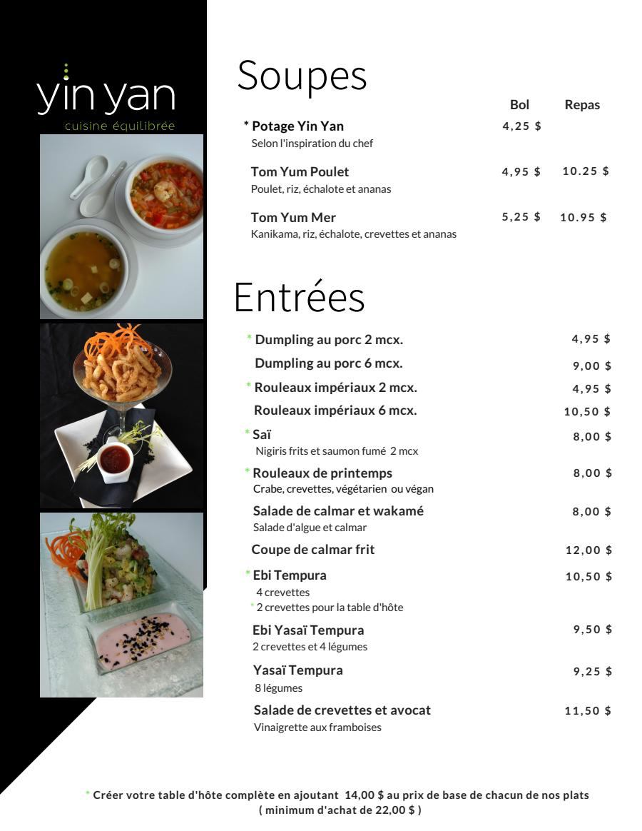 Menu asiatique