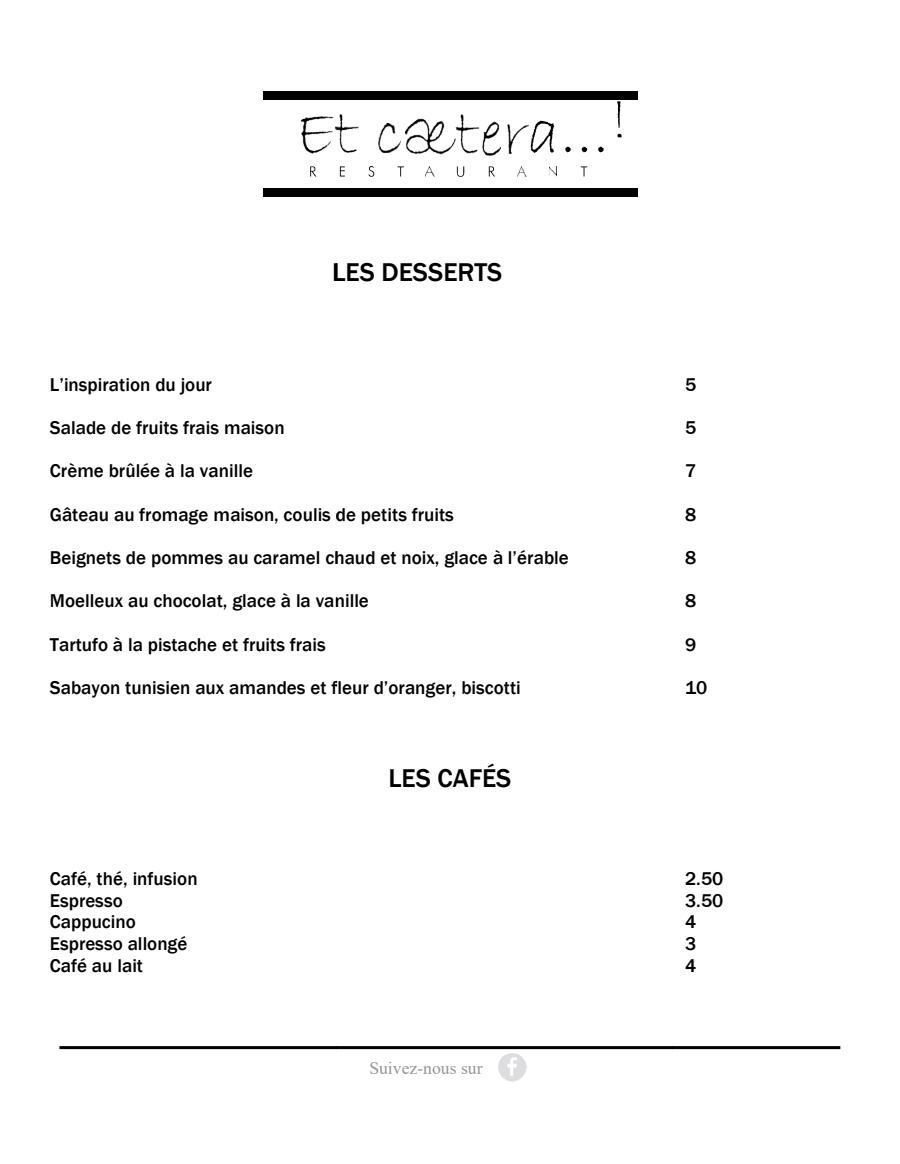 Les desserts