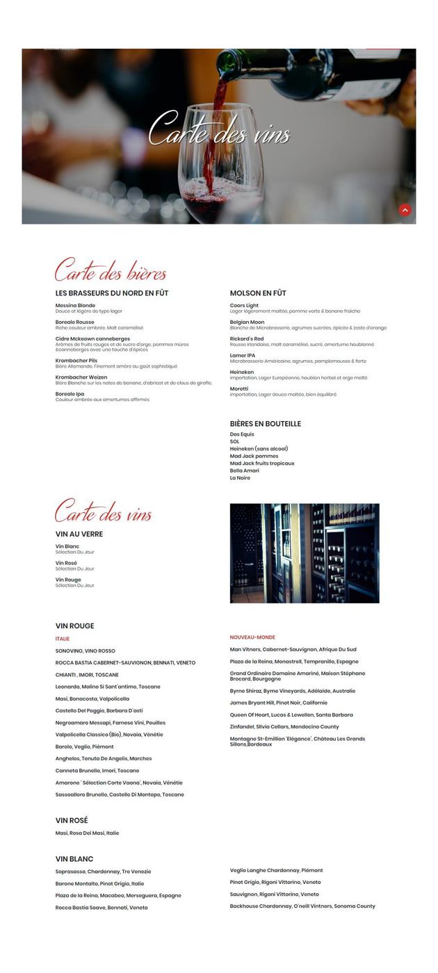 Carte des vins