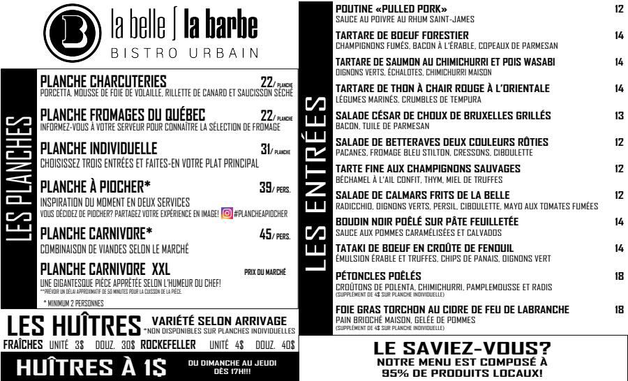 Menu salle à manger