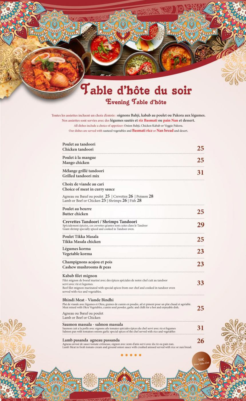 table d'hôte soir