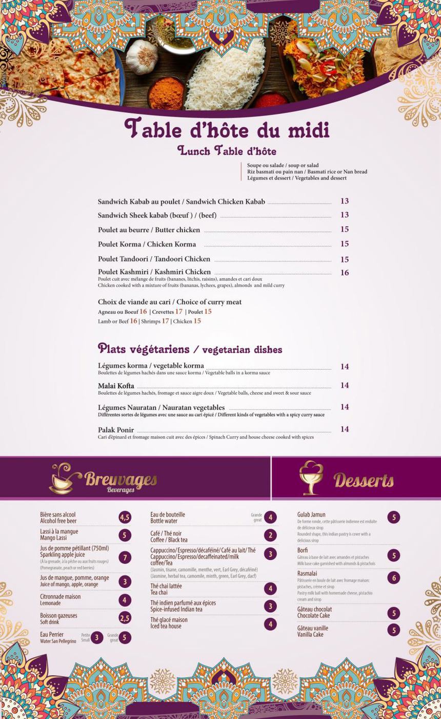 table d'hôte midi