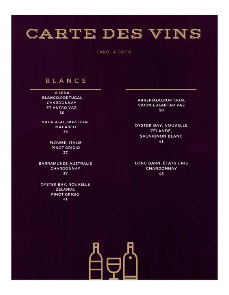 Carte des vins