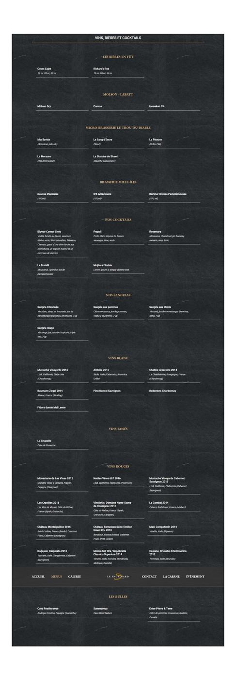 Vins bières et coktails