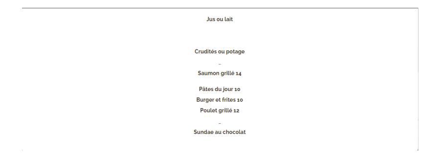 Menu enfants