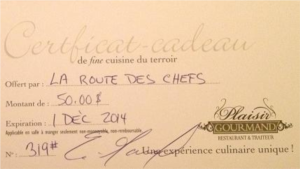 Gagnez l'un des 3 certificats-cadeaux de 100$ pour le restaurant Plaisir Gourmand du Chef Eric Garand