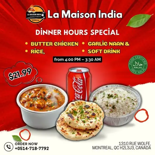 Image promotion Restaurant La Maison India | Montreal #1 Indian Restaurant