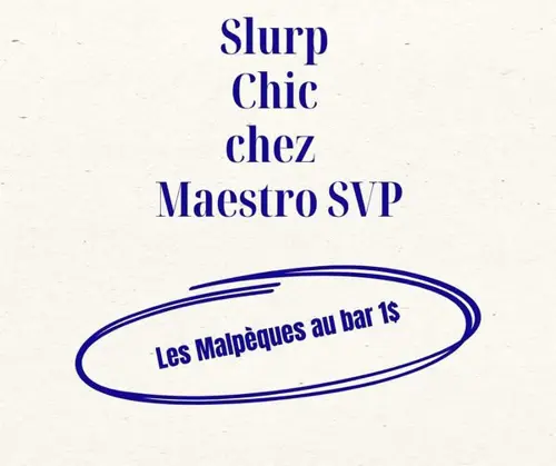 Image promotion Restaurant oyster bar Montreal MAESTRO SVP