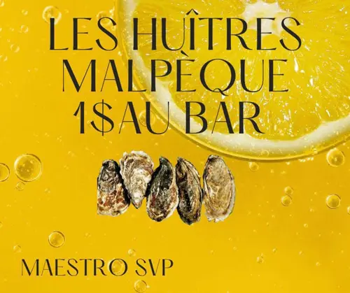 Image promotion Restaurant oyster bar Montreal MAESTRO SVP