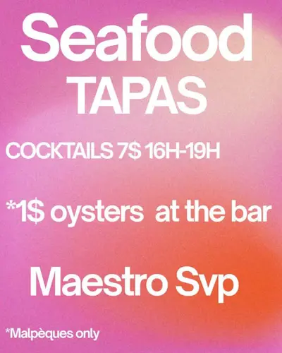 Image promotion Restaurant oyster bar Montreal MAESTRO SVP
