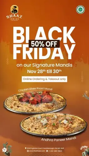 Image promotion Shaaz | Indian Cuisine | Montreal