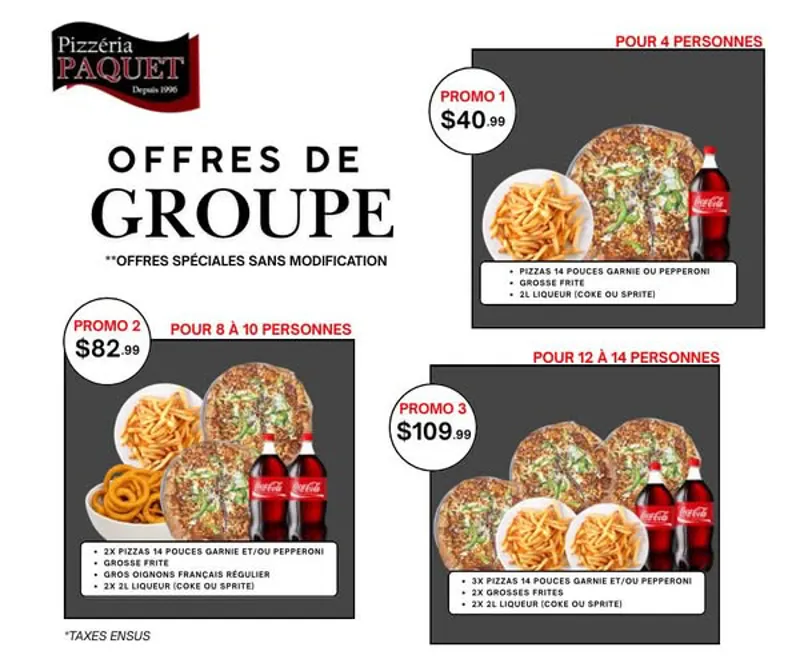 Image promotion Pizzéria Paquet Sainte-Catherine