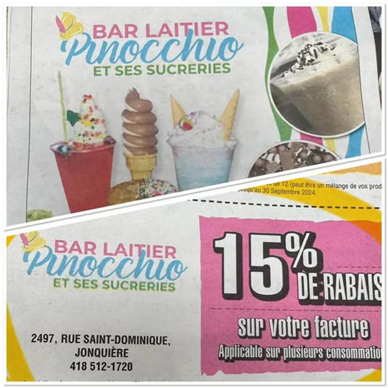 Image promotion Bar laitier Pinocchio et ses sucreries