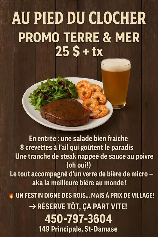 Image promotion Restaurant Au Pied Du Clocher Inc