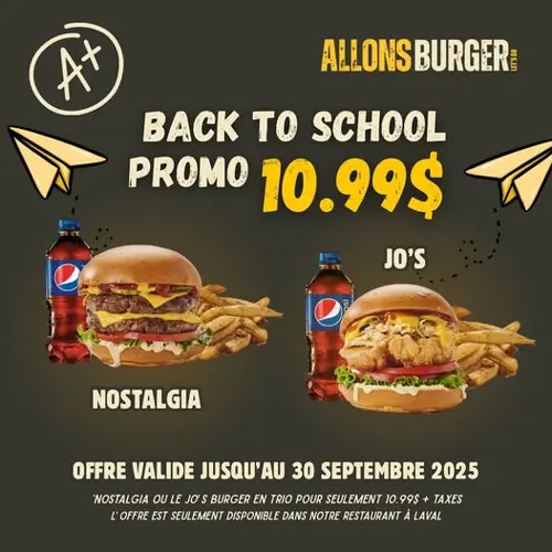 Image promotion Allons burger | Montreal - Centre Ville - Downtown - De Maisonneuve